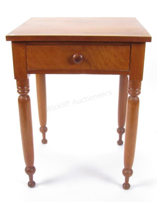 Appraisal: An antique cherry stand table one drawer x x h