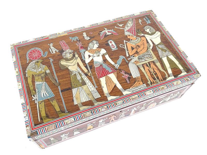 Appraisal: Egyptian Scene Inlaid Large Box Egyptian Scene Inlaid Large Box