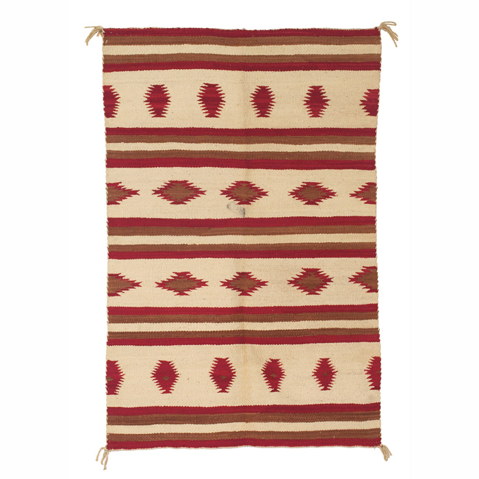 Appraisal: Navajo rug c banded diamond pattern in red brown and