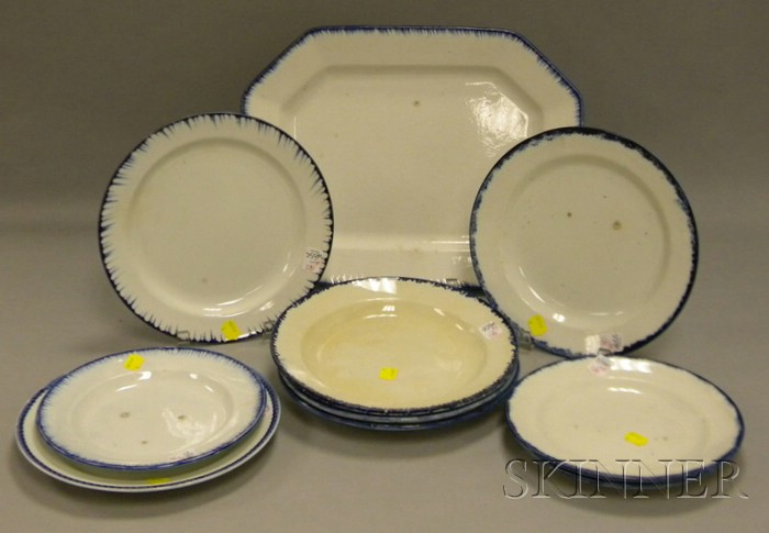 Appraisal: Leeds Blue Feather-edge Ceramic Platter and Nine Plates including two