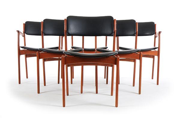 Appraisal: SIX ERIK BUCH MODEL DINING CHAIRS c s Denmark Manufactured