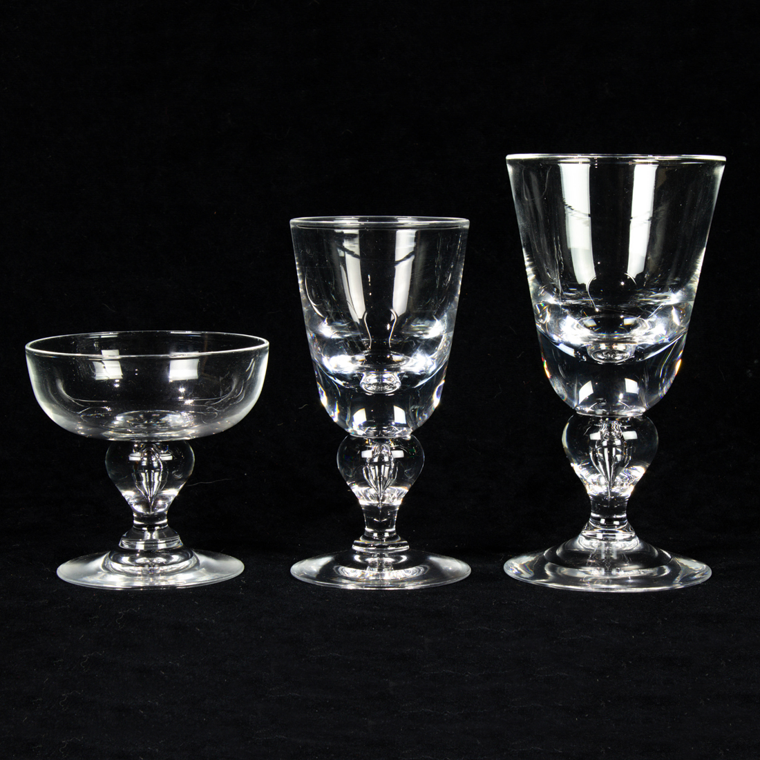 Appraisal: George Thompson Steuben Stemware suite of glass each baluster stem