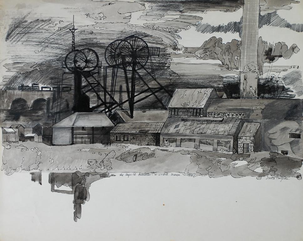 Appraisal: DAVID VAUGHAN twentieth century INK WASH AND PENCIL The Snipe