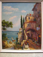 Appraisal: Raul About 'Italian Village Scene by the Sea' signed 'Raul