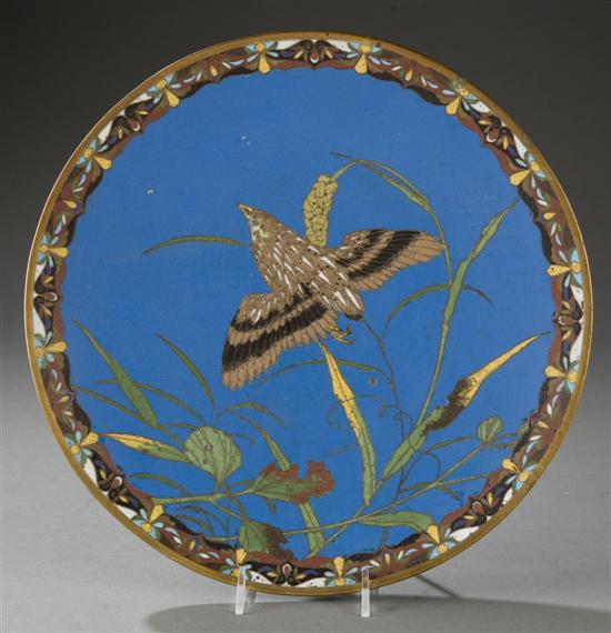 Appraisal: Chinese cloisonne plate th century Scene of a swallow flying