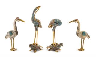 Appraisal: Two Pairs of Cloisonne Enamel Figures of Cranes Two Pairs