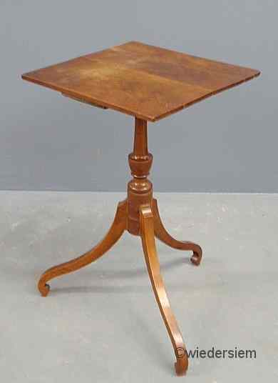 Appraisal: New England mahogany candlestand c with a square top and