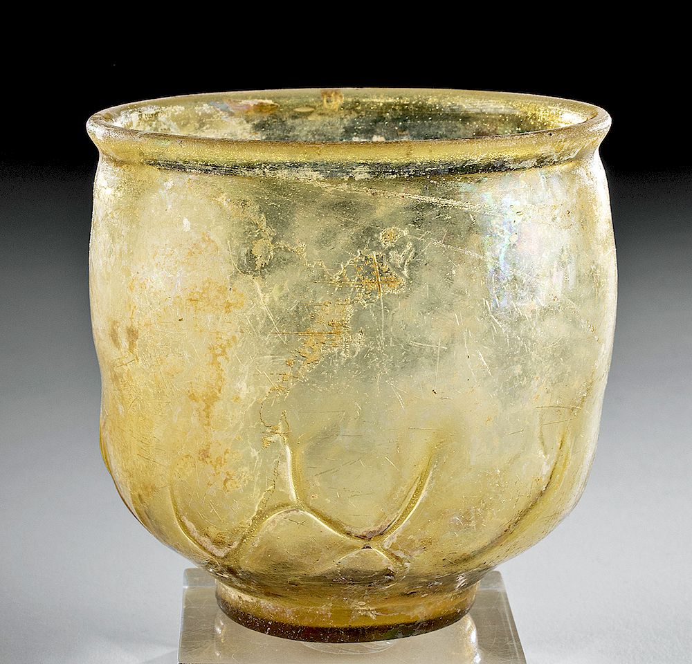 Appraisal: Gorgeous Roman Glass Footed Vessel Roman Imperial period ca st