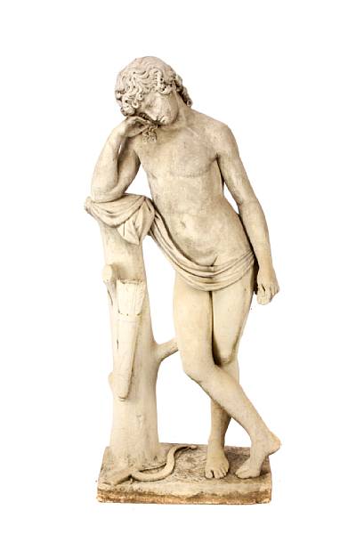 Appraisal: A carved marble figure of a youth after the antique