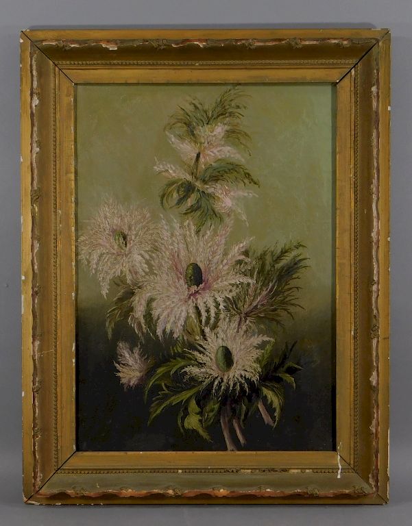 Appraisal: C Victorian Still Life Painting of Wild Flowers United States