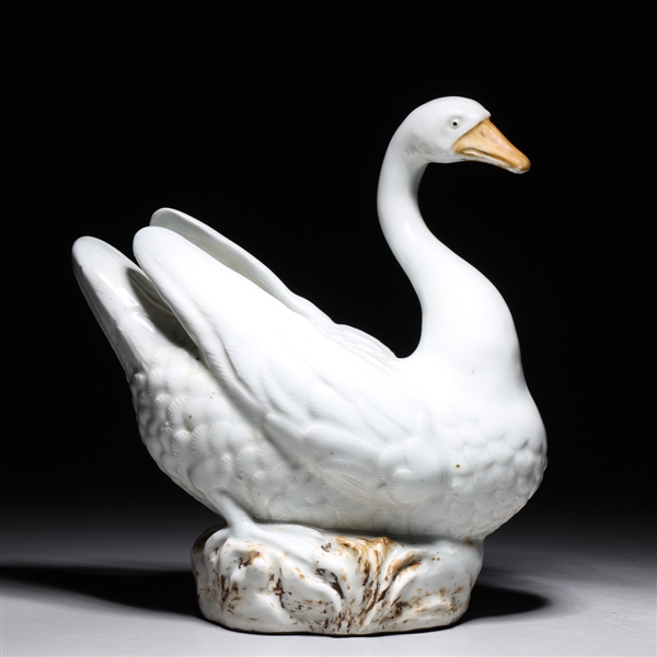 Appraisal: Chinese porcelain goose statue as-is condition some minor firing cracks