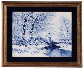 Appraisal: Delft Twelve Dutch th century signed Levis Apol winter scene