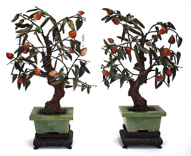 Appraisal: A PAIR OF MID TH CENTURY CHINESE HARDSTONE TREES each