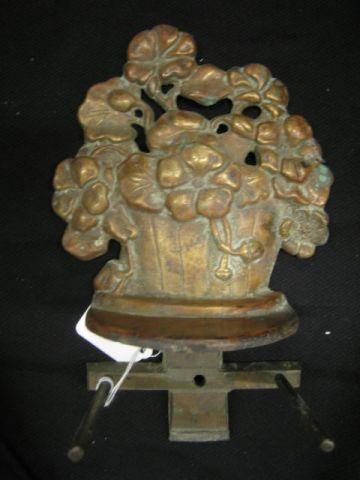 Appraisal: Victorian Figural Brass Shelf Bracket basket of flower decor