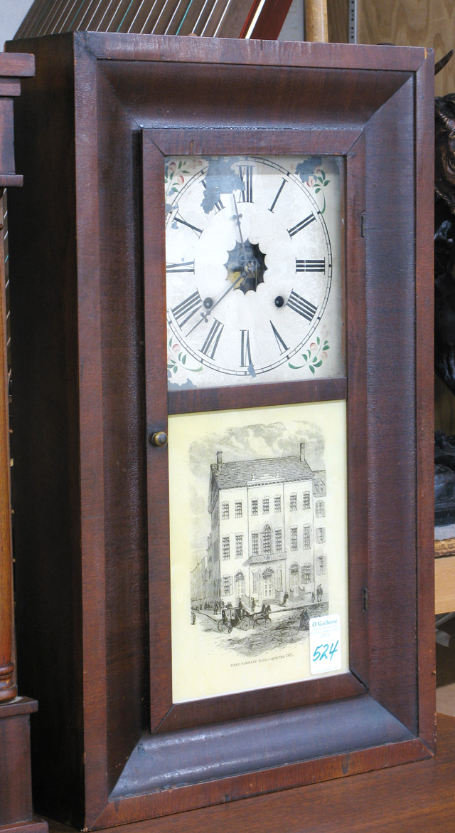 Appraisal: MAHOGANY OGEE WALL CLOCK Waterbury Clock Co Waterbury Conn c