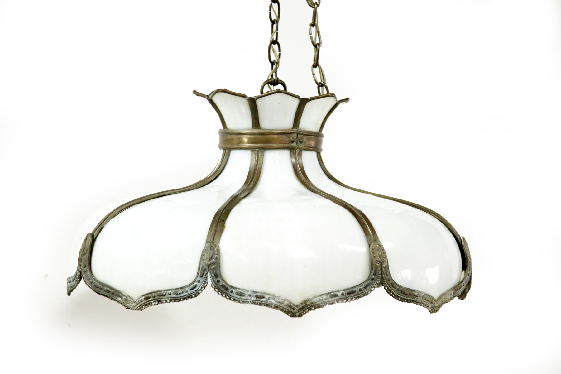 Appraisal: OPALINE GLASS EIGHT-PANE HANGING LAMP American st quarter- th century