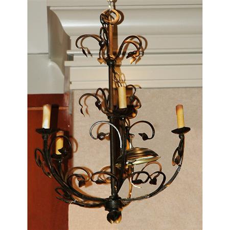 Appraisal: Scrolled Iron Five-Light Chandelier Estimate -