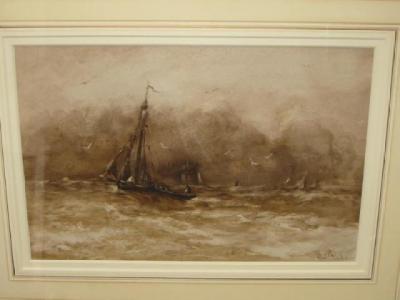 Appraisal: ALBERT POLLITT exh - Fishing Boats off the Coast watercolour