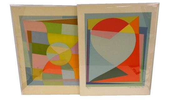 Appraisal: Michiel Theobald Gloeckner German-American - two brightly colored geometric lithographs