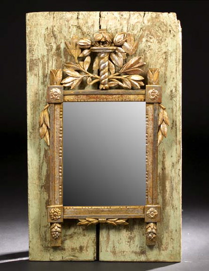 Appraisal: Directoire-Style Giltwood and Argente Looking Glass early th century the