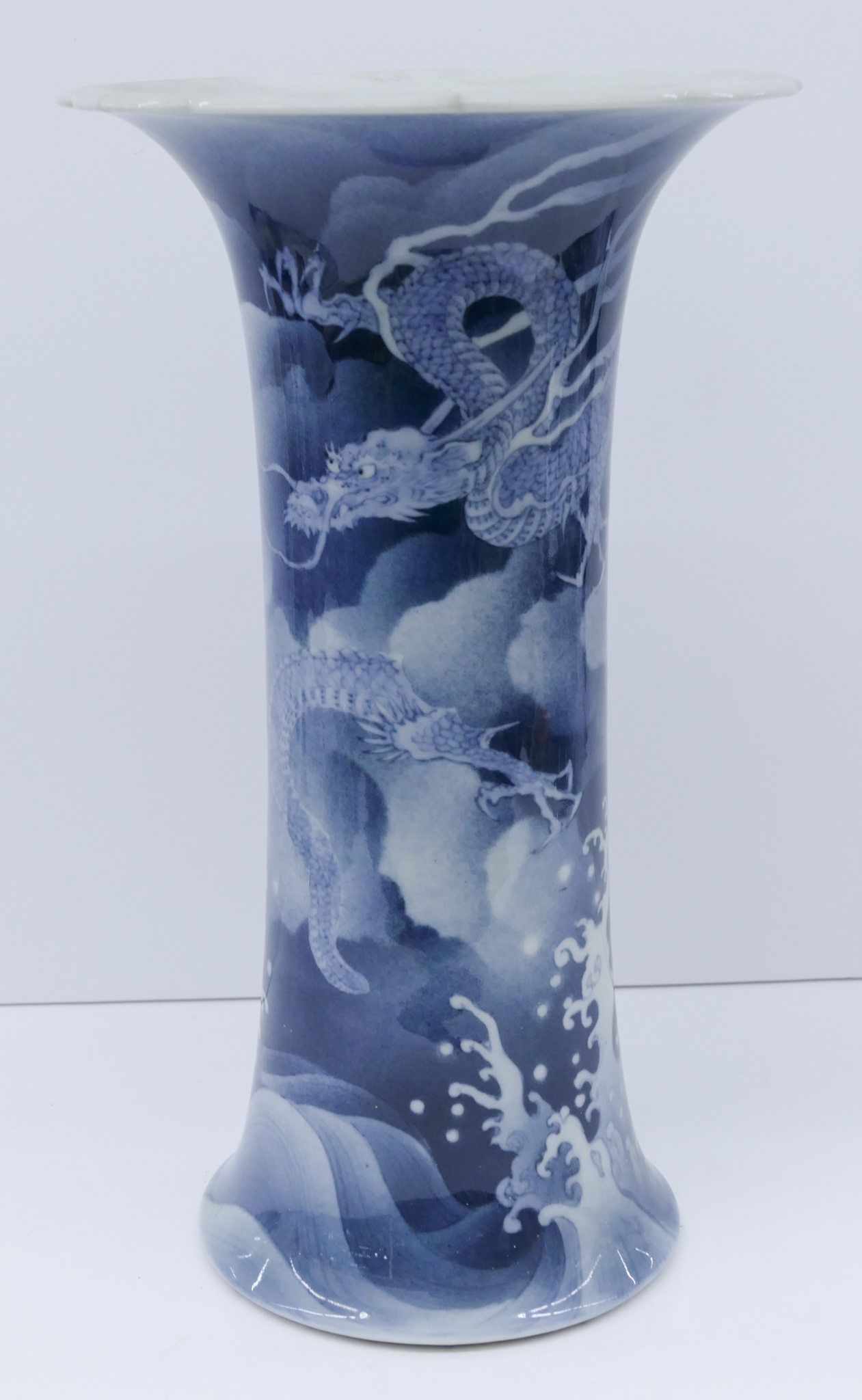 Appraisal: Inoue Ryosai b Japanese Porcelain Dragon Vase ''x '' Blue