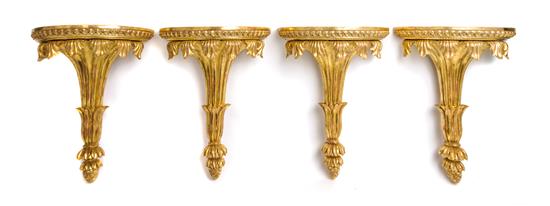 Appraisal: Sale Lot Four Giltwood Wall Brackets th century each with