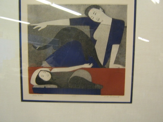 Appraisal: WILL BARNET Blue Robe Color aquatint x mm x inches