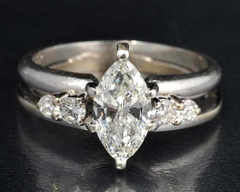 Appraisal: Platinum K W Gold Diamond Ring Description Diamonds ct marquise