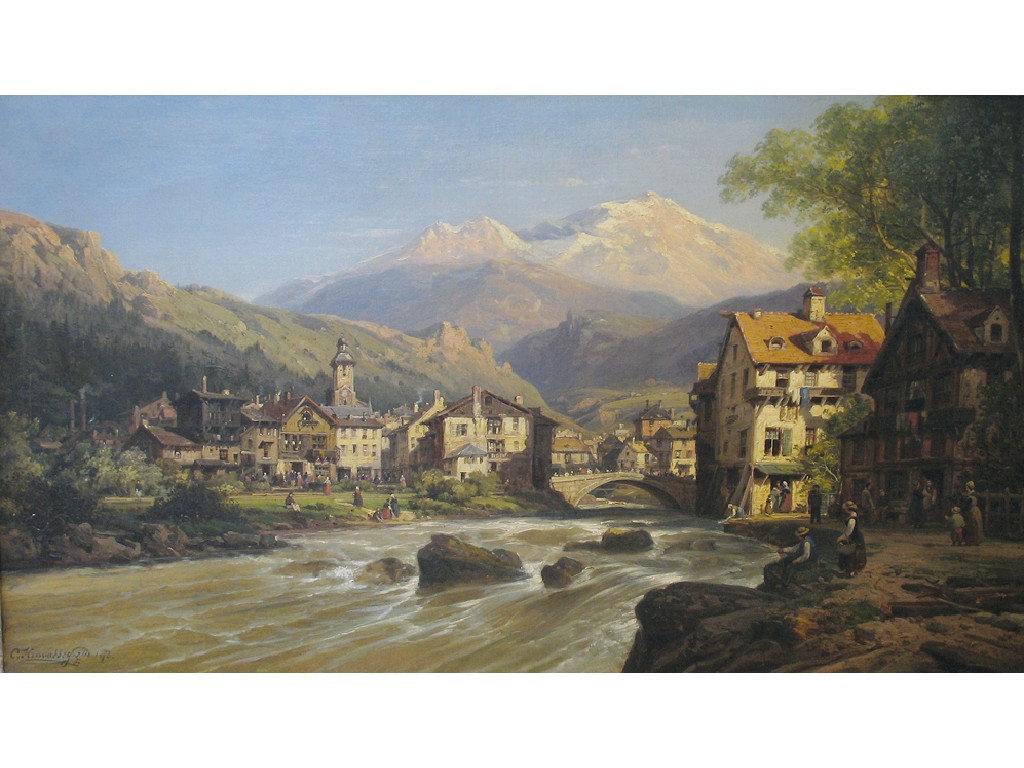 Appraisal: CHARLES EUPHRASIE KUWASSEG An alpine town on a river with