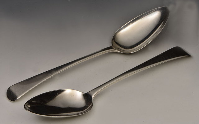 Appraisal: A PAIR OF OLD ENGLISH PATTERN SILVER TABLE SPOONS London