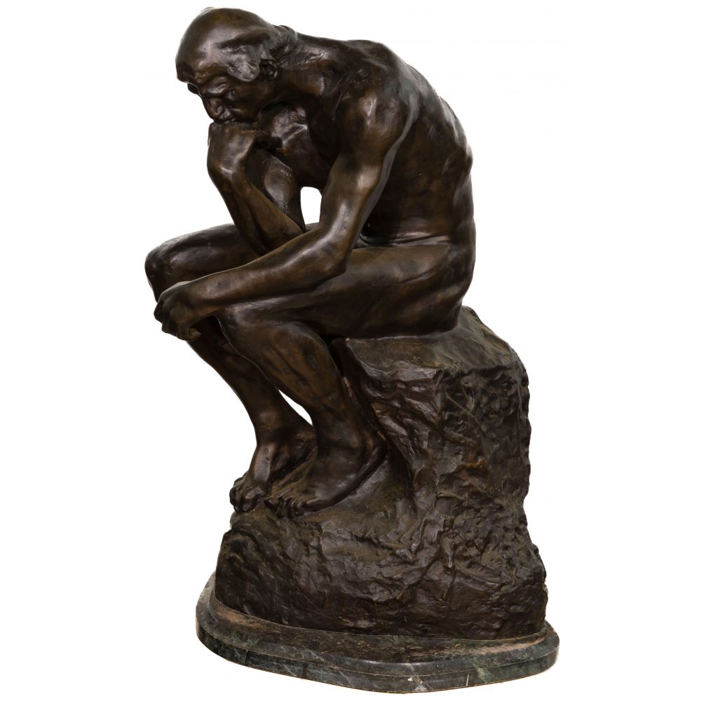 Appraisal: AFTER AUGUSTE RODIN FRENCH - THE THINKER SCULPTUREUndated unsigned patinated