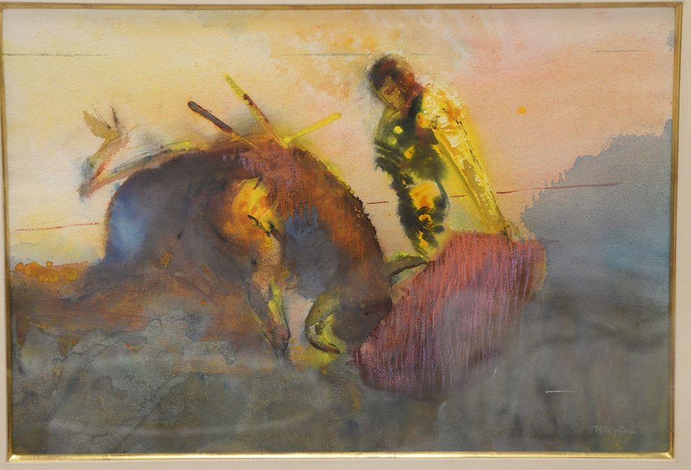 Appraisal: Thomas P Blagden - watercolor on paper Bull Fight Gitanillo