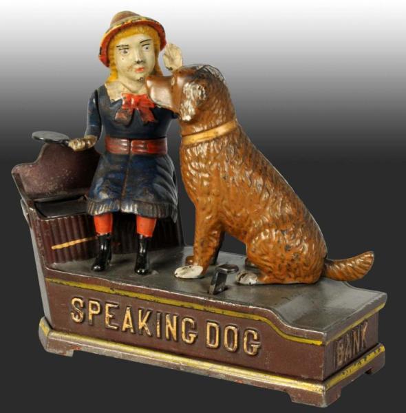 Appraisal: Cast Iron Speaking Dog Mechanical Bank Description Manufactured by J