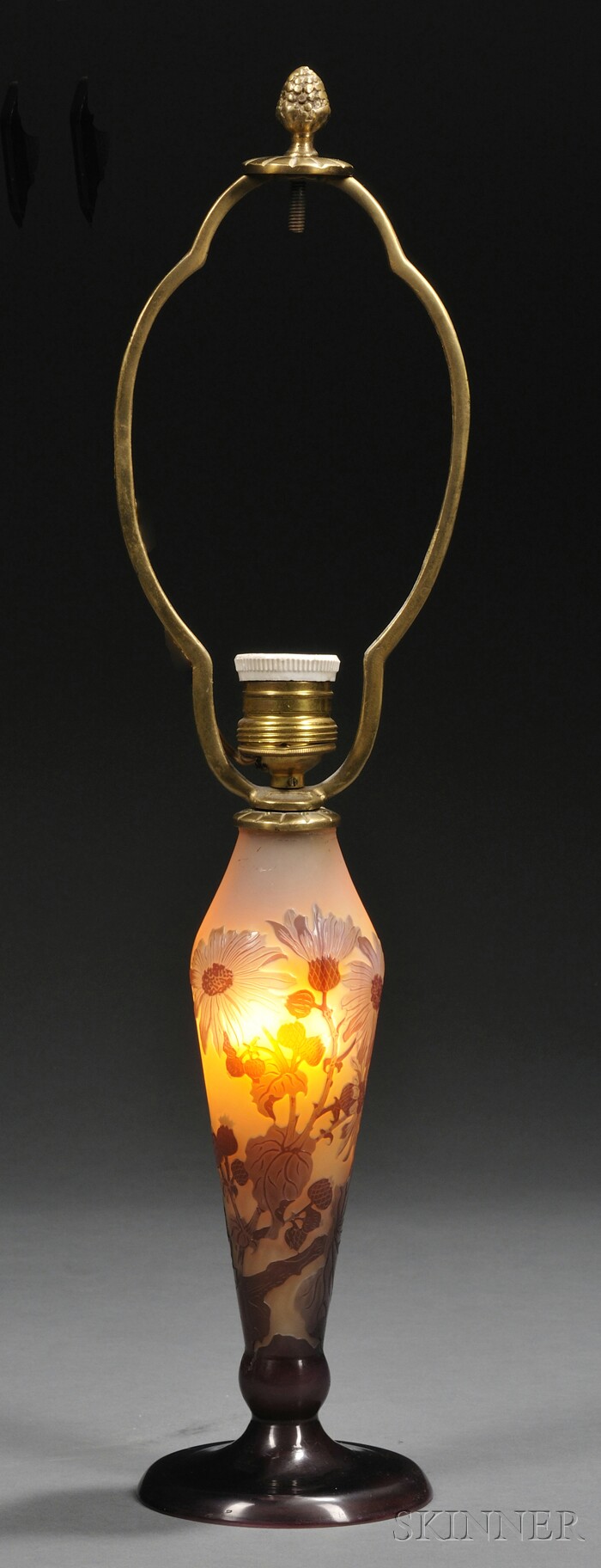 Appraisal: Galle Cameo Glass Table Lamp Art glass France th century