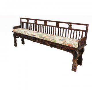 Appraisal: Antique Chinese Carved Bench w Cushion Dimensions x x in