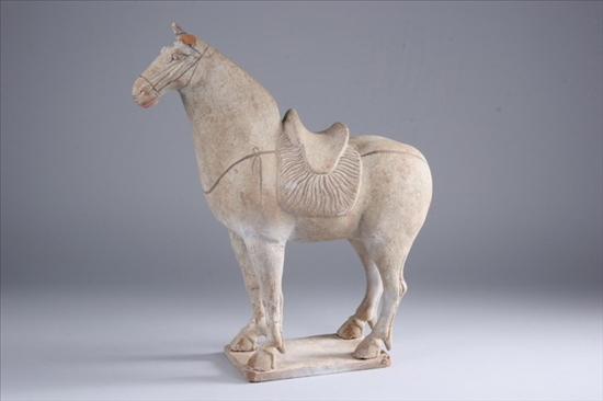 Appraisal: CHINESE POTTERY FIGURE OF HORSE Restoration