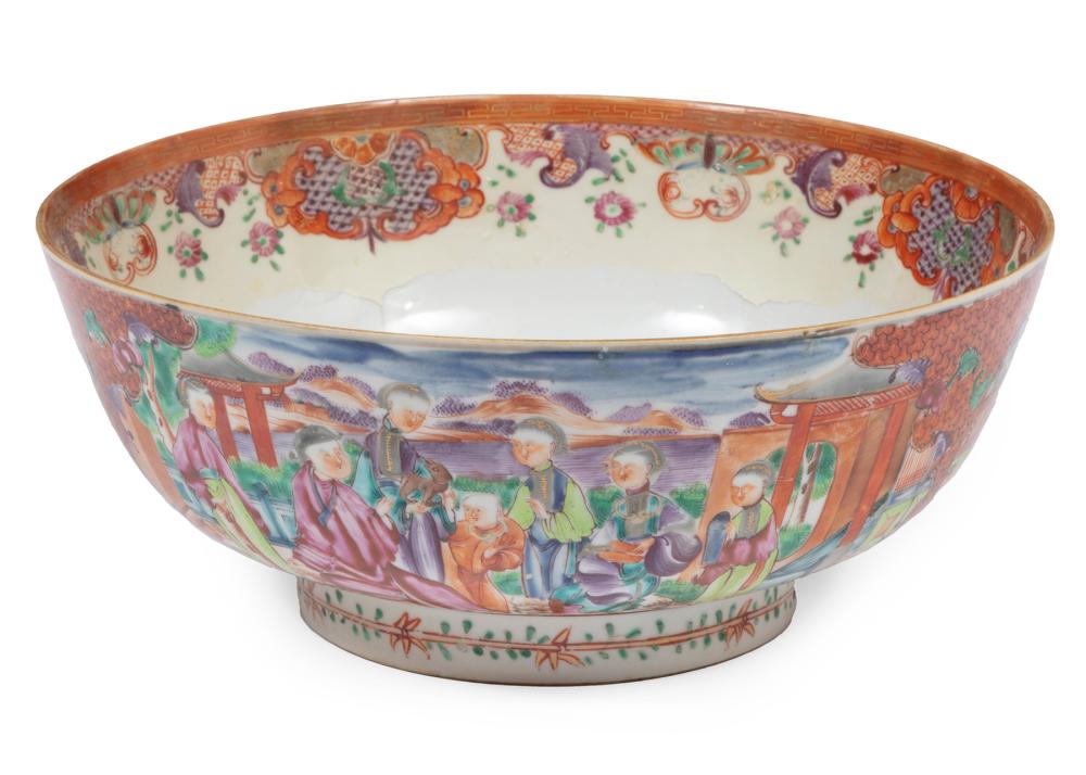 Appraisal: CHINESE EXPORT FAMILLE ROSE PORCELAIN PUNCH BOWLChinese Export Famille Rose