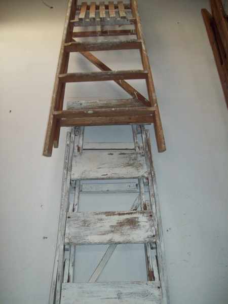 Appraisal: TWO SMALL WOODEN PAINTERS LADDERS