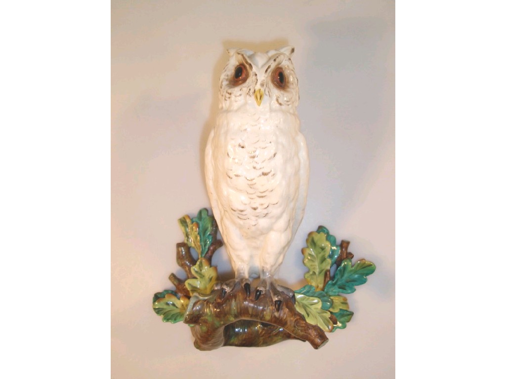 Appraisal: A Moores style porcelain wall bracket of an owl standing