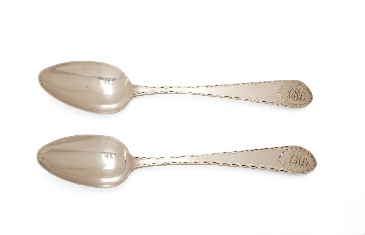 Appraisal: PAIR OF PENNSYLVANIA NEW YORK OR NEW JERSEY SILVER TABLESPOONS