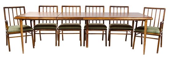 Appraisal: Sale Lot A Walnut Extension Dining Set attributed to Robsjohn