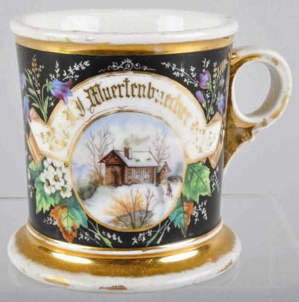 Appraisal: Highly Decorative Scenic Shaving Mug Gilt name J J Muertenbaecher