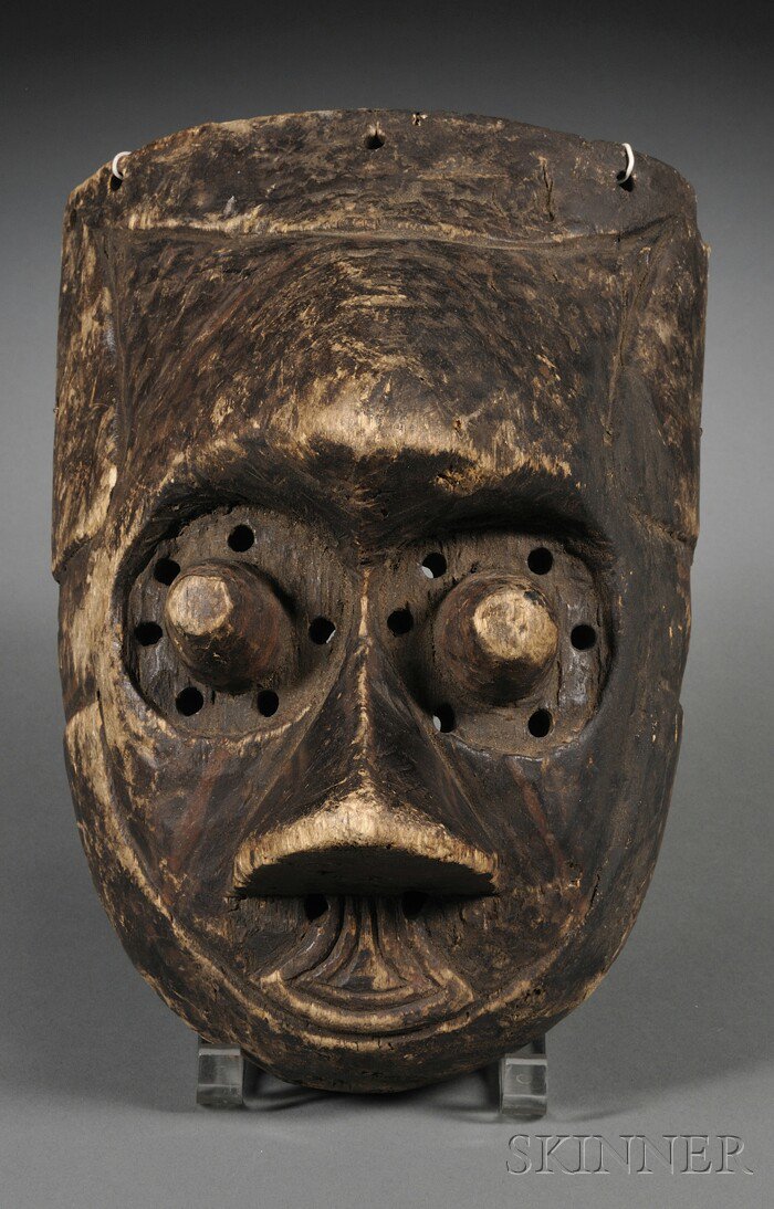 Appraisal: African Carved Wood Mask Kuba of soft wood the stylized