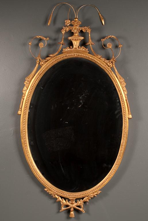 Appraisal: Adams style carved giltwood mirror th century in H in