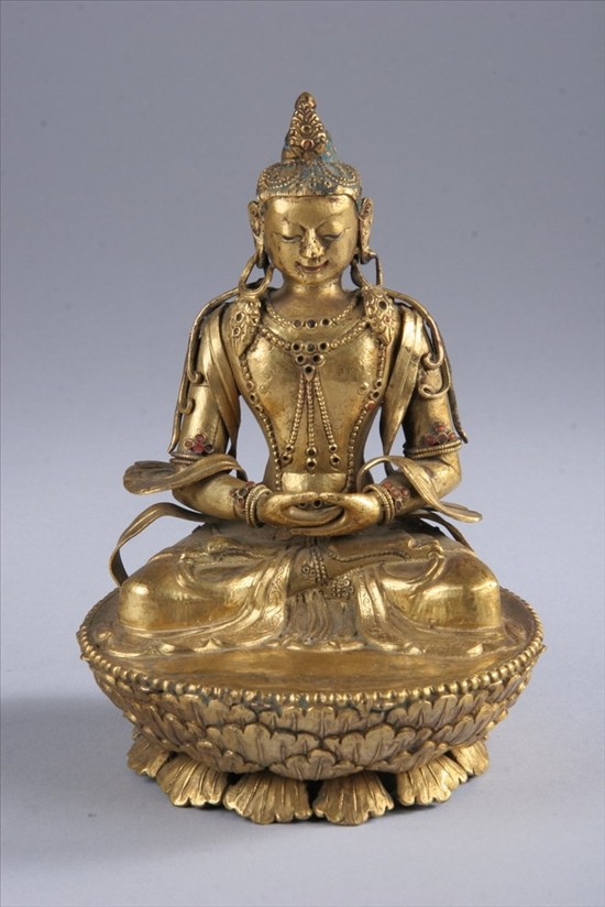 Appraisal: TIBETO-CHINESE GILT- BRONZE OR COPPER FIGURE OF BODHISATTVA th century