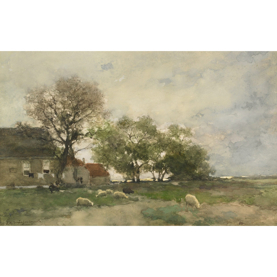 Appraisal: Jan Johan Hendrik Weissenbruch - Dutch DUTCH FARM SCENE WITH