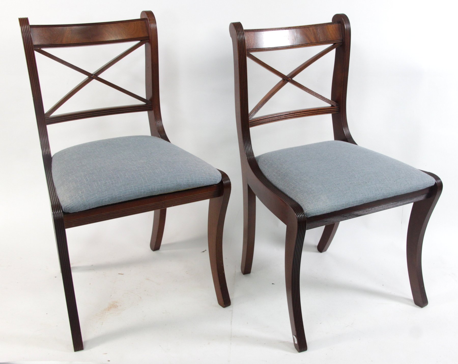 Appraisal: A set of four Regency style mahogany dining chairs with