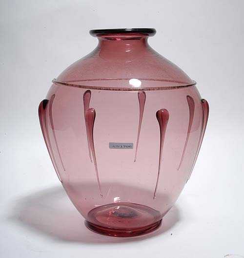 Appraisal: VASE probably Venini Murano ca With applied drops in pink