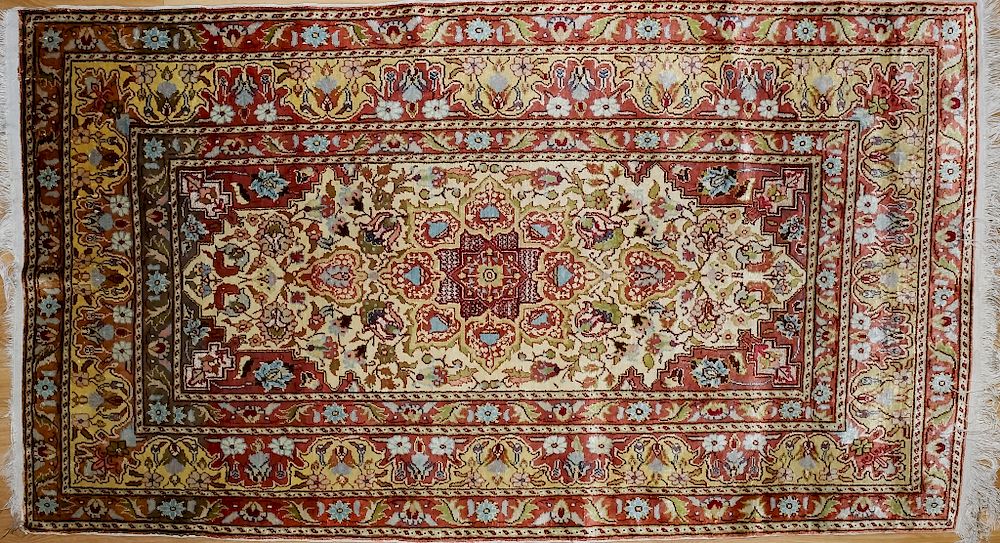 Appraisal: Fine Oriental Silk Carpet Prayer Rug x Fine oriental silk