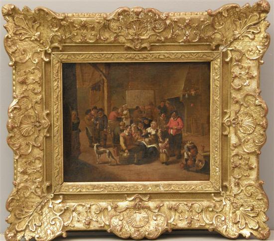 Appraisal: th century Dutch school tavern scene h w in